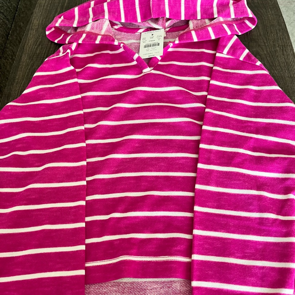 Crewcuts Pink and White Striped Hoodie, NWT, Size 6-7/Small - Picture 3 of 12